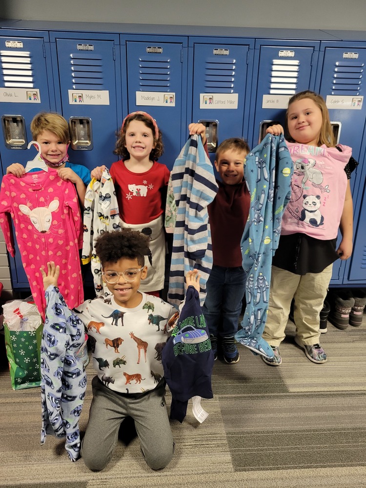2nd graders and some of the pjs collected